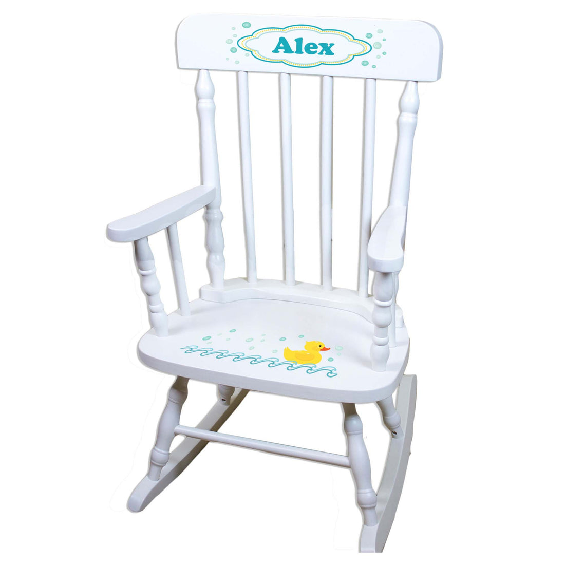 Rubber Ducky White Spindle Rocking Chair - MyBambino.com