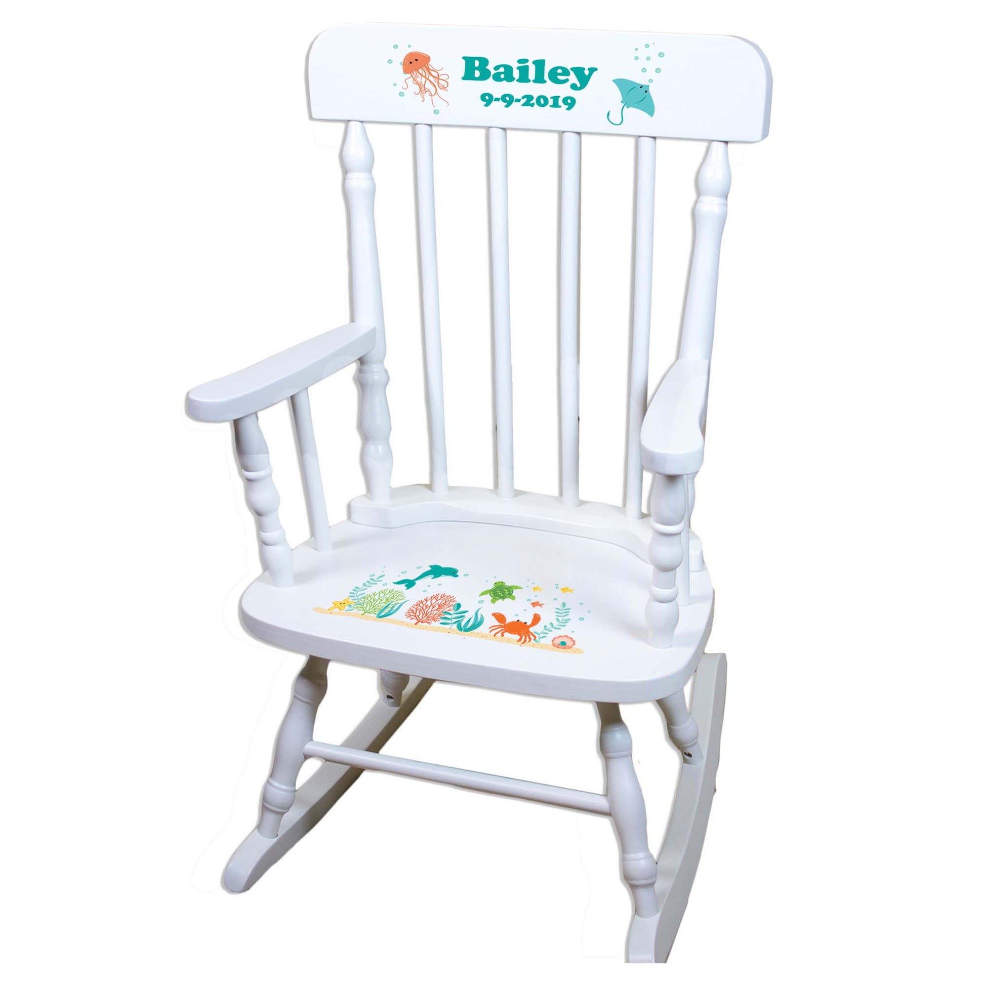 Sea Life White Spindle Rocking Chair - MyBambino.com