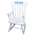 Lt Blue Cross White Spindle Rocking Chair - MyBambino.com