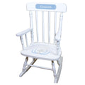 Lt Blue Cross White Spindle Rocking Chair - MyBambino.com