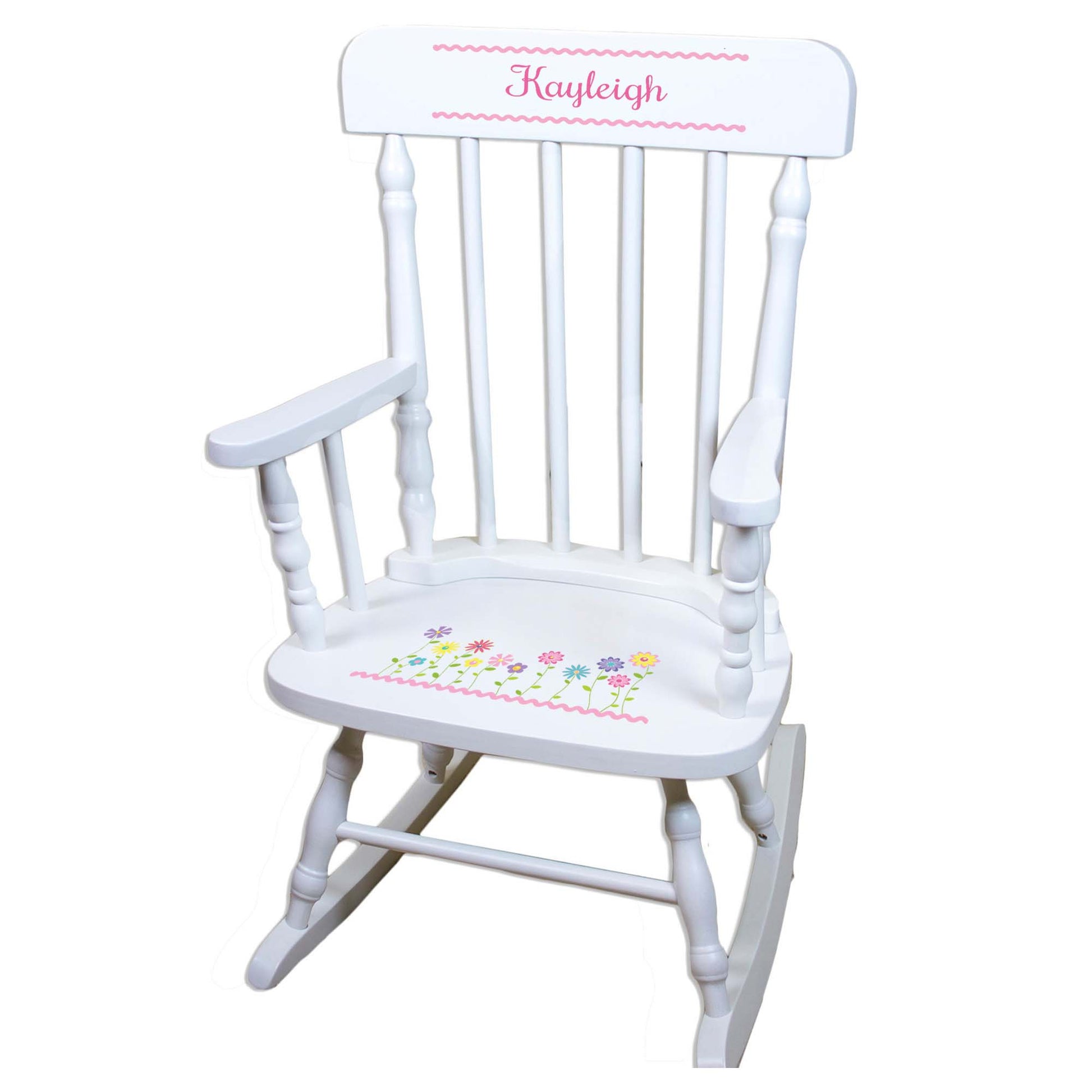 Stemmed Flowers White Spindle Rocking Chair - MyBambino.com