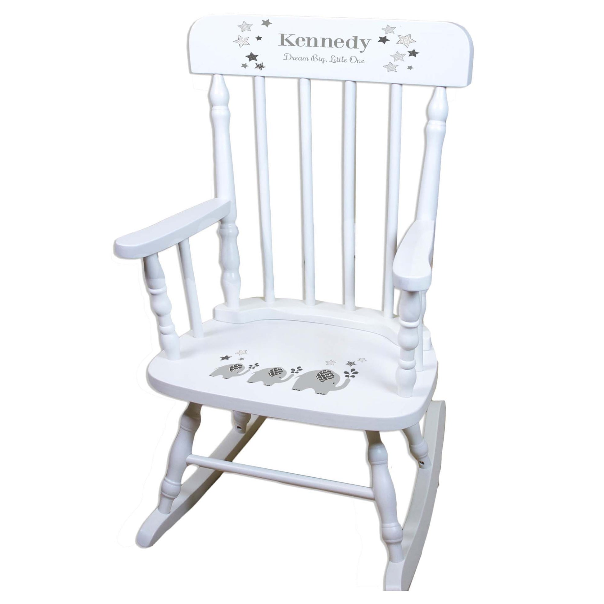 Gray Elephant White Spindle Rocking Chair - MyBambino.com