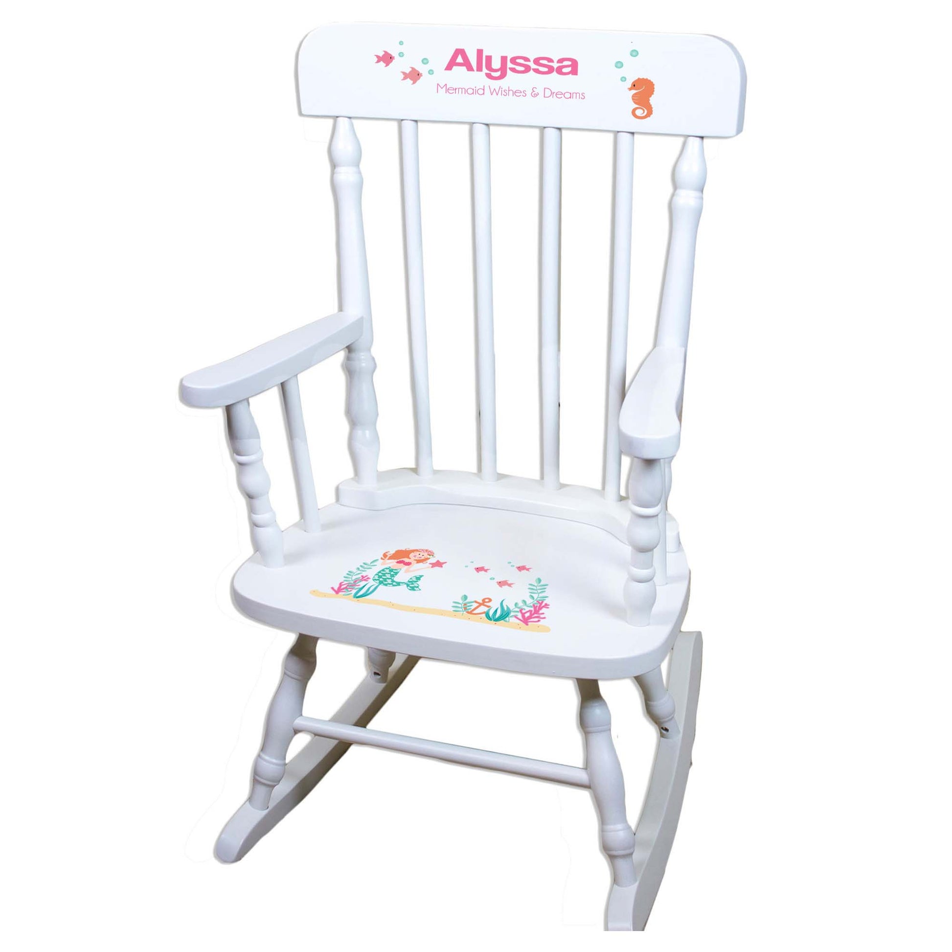 Mermaid White Spindle Rocking Chair - MyBambino.com