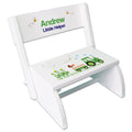 Personalized Green Tractor White Flip Stool - MyBambino.com