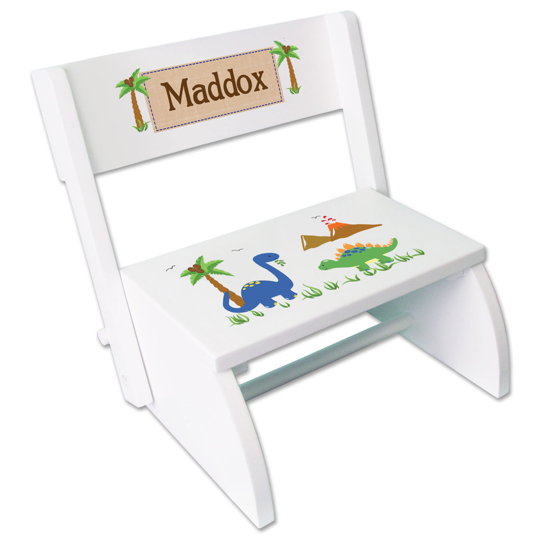 Personalized Dinosaur White Flip Stool - MyBambino.com