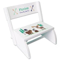 Personalized Gray Woodland White Flip Stool - MyBambino.com