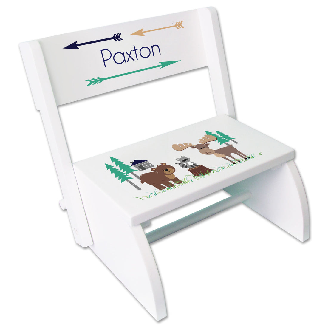 Personalized North Woodland White Flip Stool - MyBambino.com