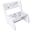 Personalized Lavender Butterflies White Flip Step Stool - MyBambino.com