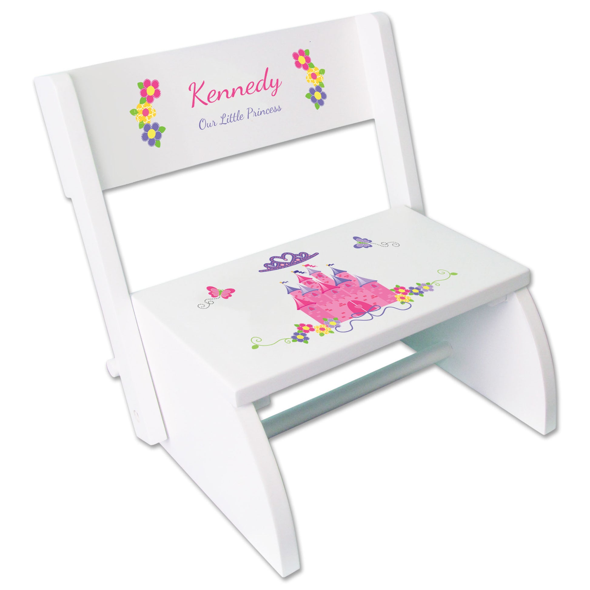 Personalized Princess Castle White Flip Stool - MyBambino.com