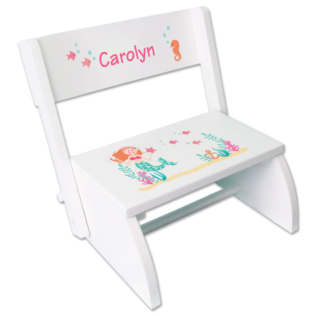 Personalized Mermaid White Flip Stool - MyBambino.com