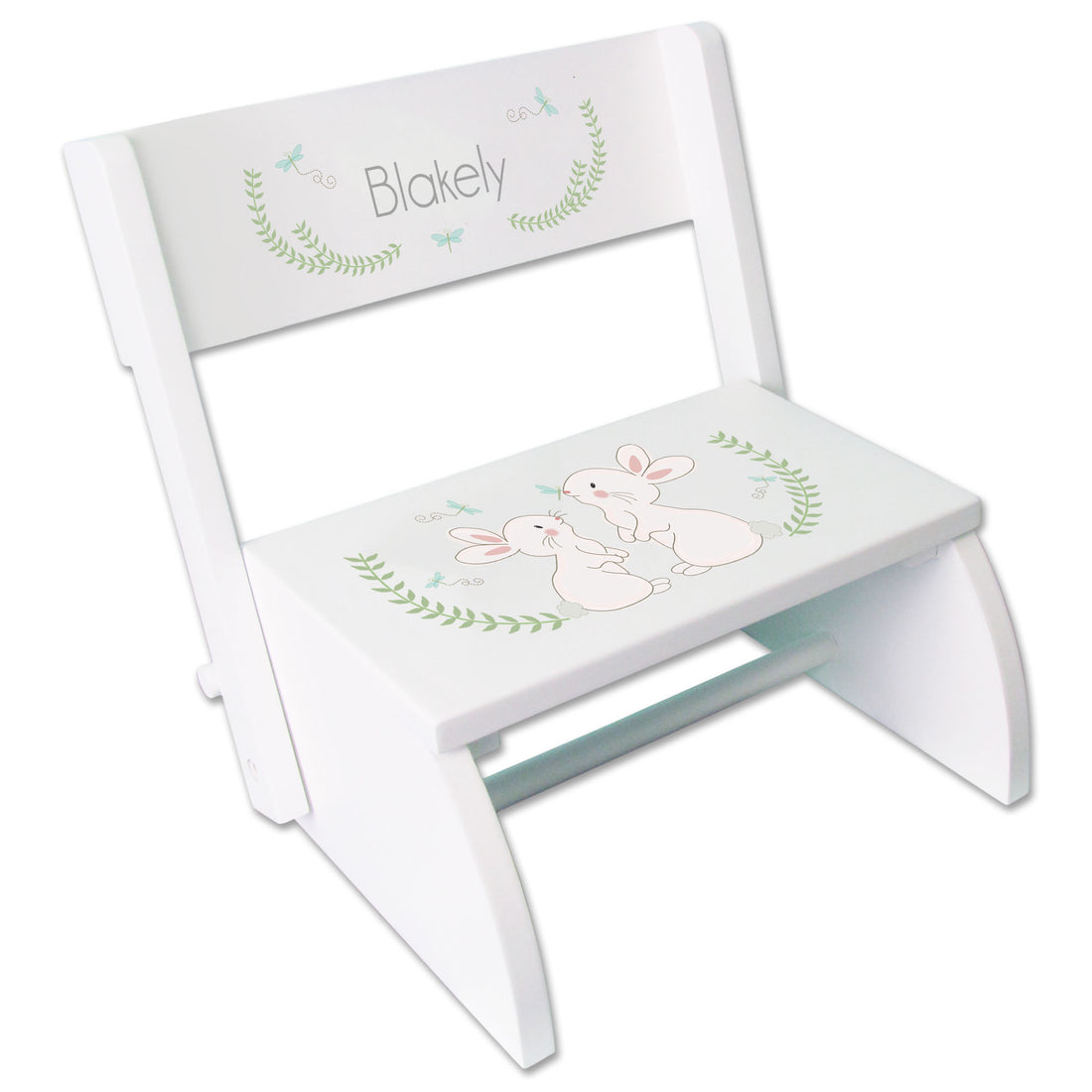 Personalized Classic Bunny White Flip Stool - MyBambino.com
