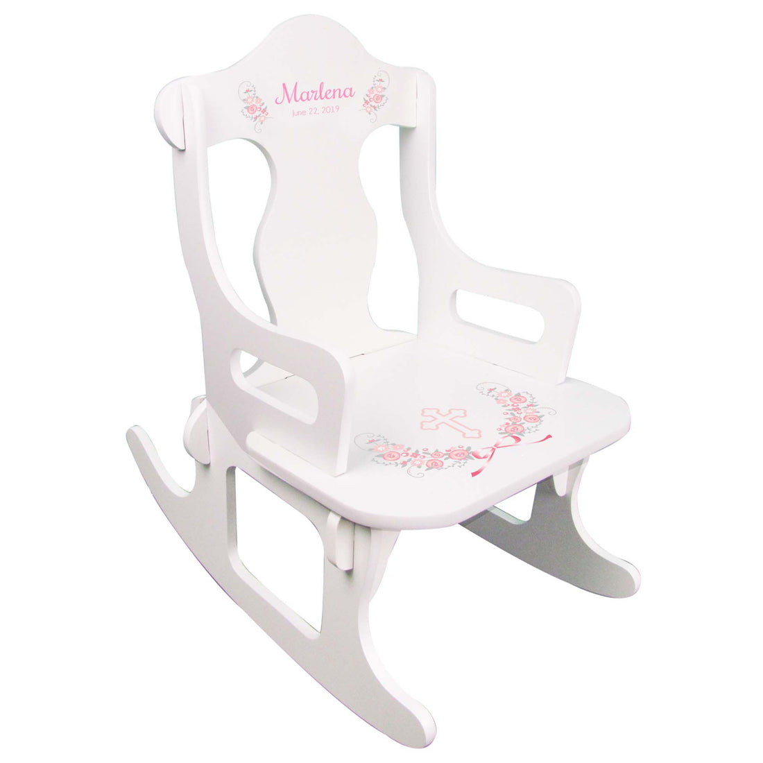 Pink Gray Floral Cross Puzzle Rocker - MyBambino.com