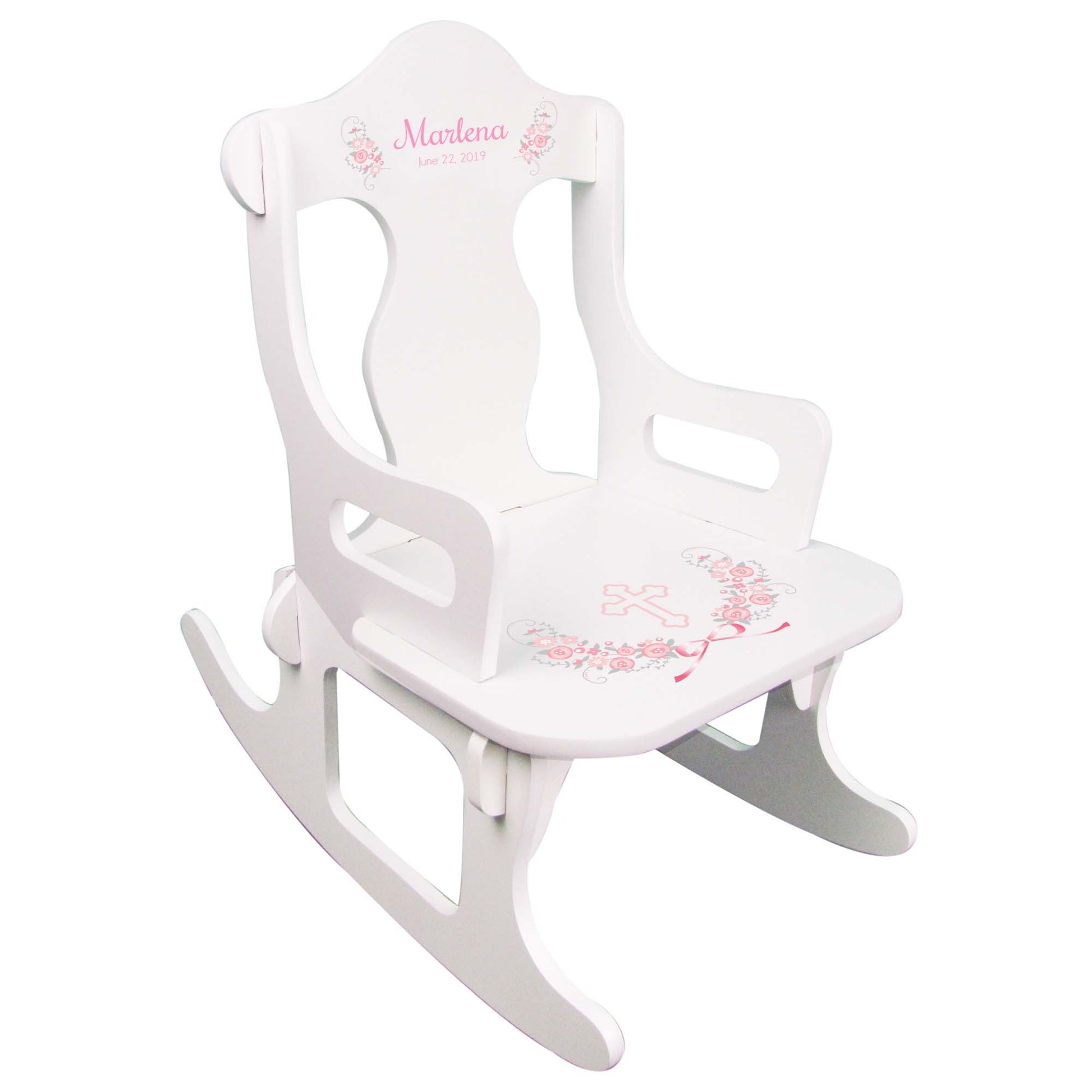 Pink Gray Floral Cross Puzzle Rocker - MyBambino.com