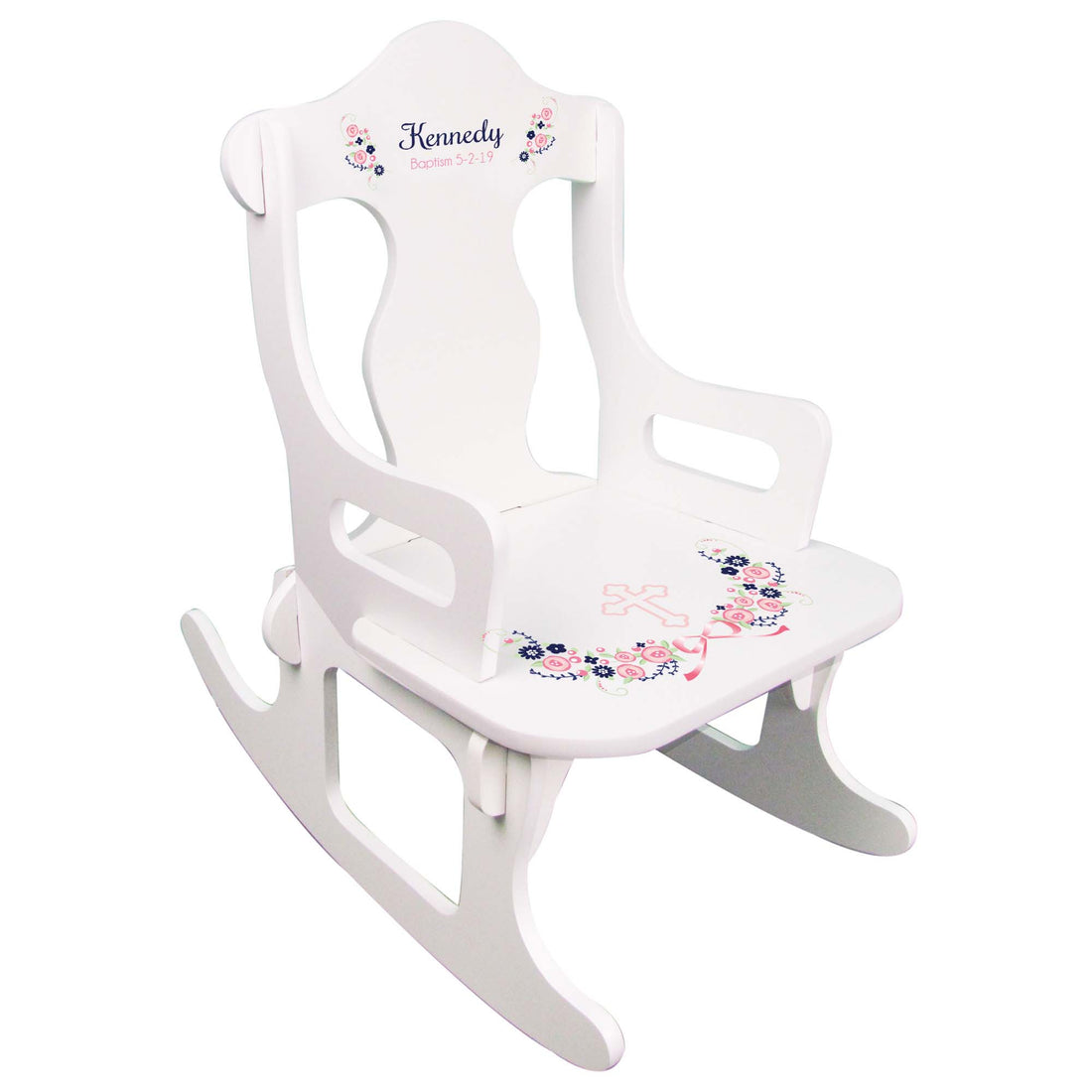 Navy Pink Floral Cross Puzzle Rocker