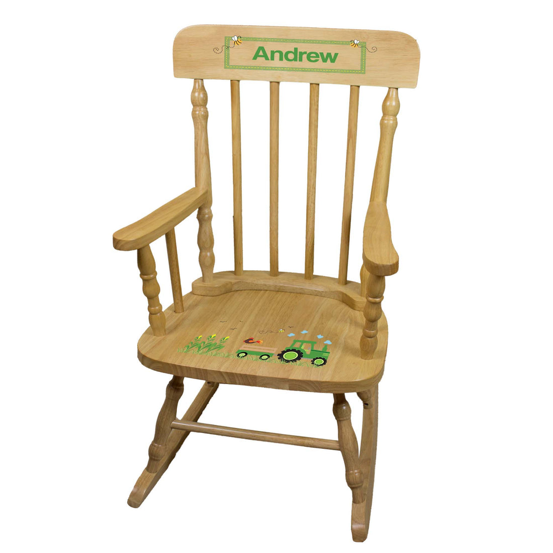 Green Tractor Natural Spindle Rocking Chair - MyBambino.com