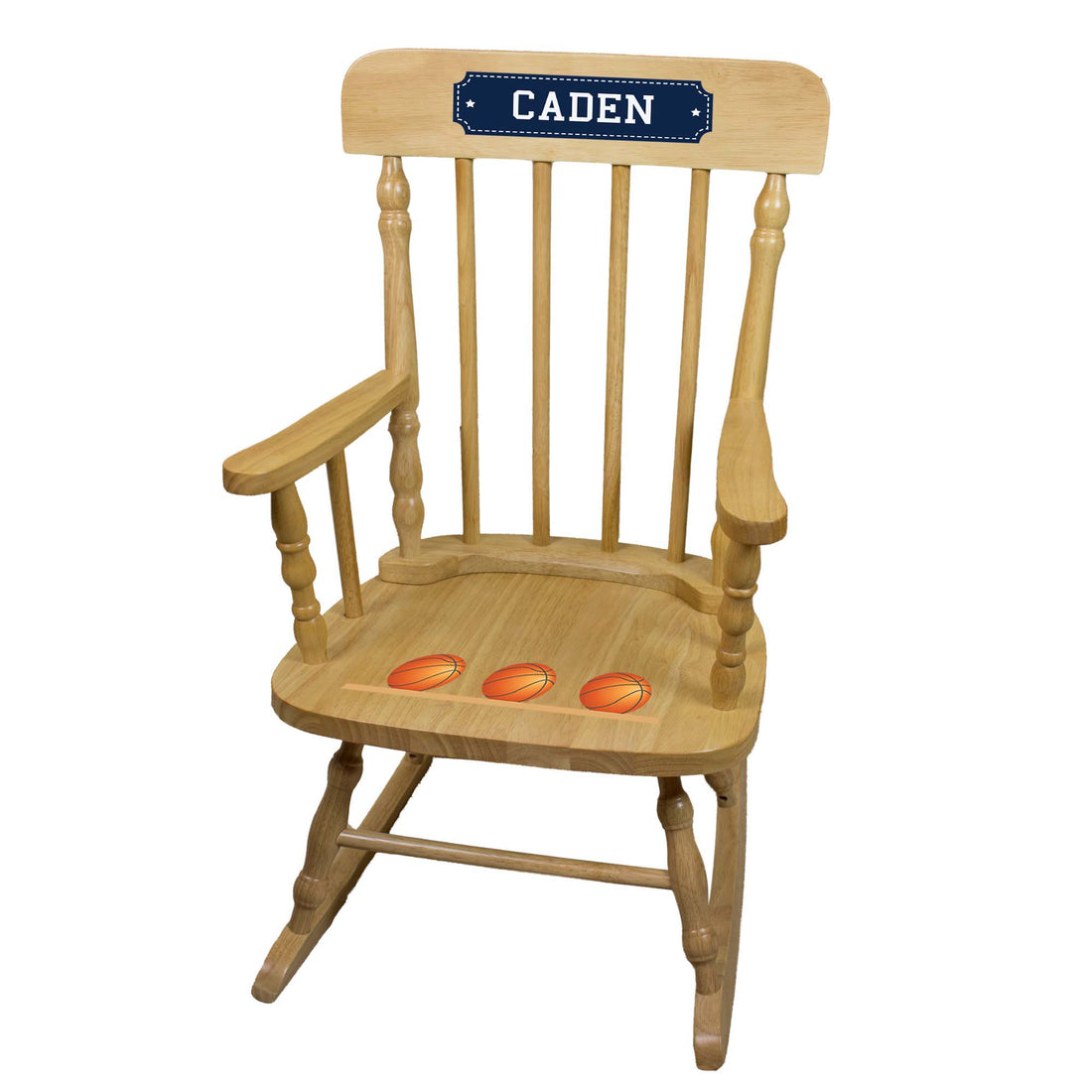 Basketball Natural Spindle Rocking Chair - MyBambino.com