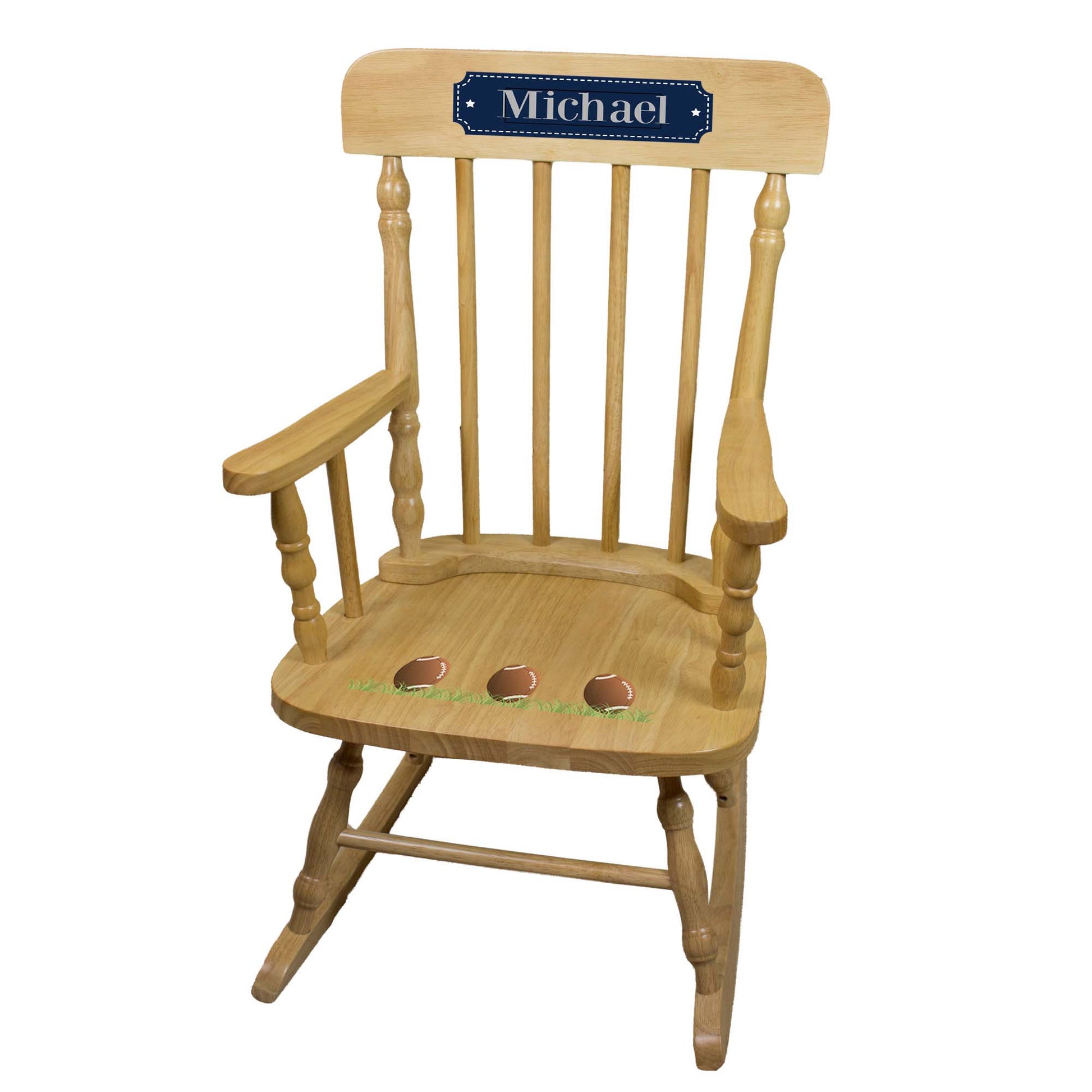 Football Natural Spindle Rocking Chair - MyBambino.com