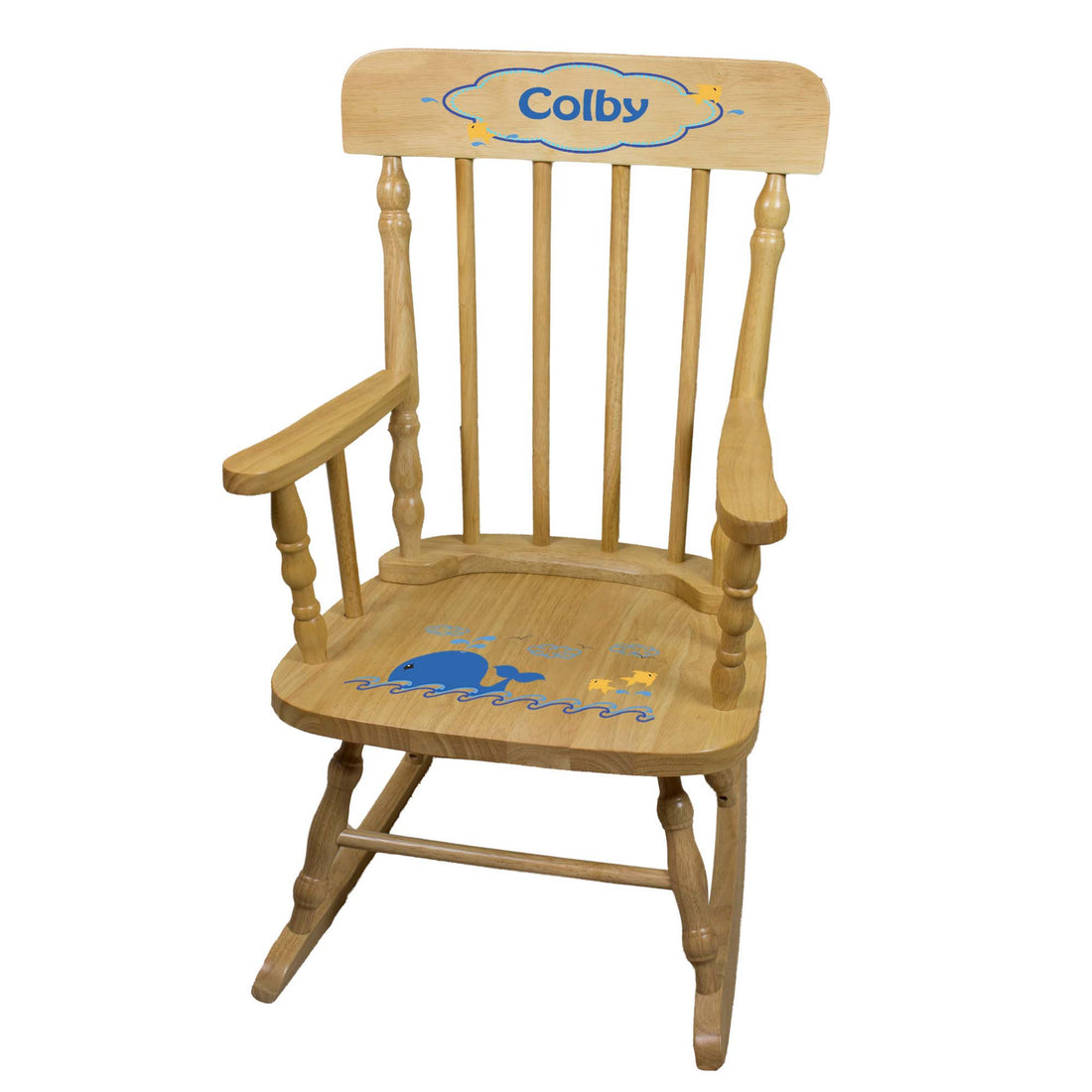 Blue Whale Natural Spindle Rocking Chair - MyBambino.com