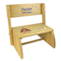 Personalized Green Tractor Childrens And Toddlers Wooden Folding Stool