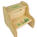 Green Tractor Natural Wood Two Step Stool - MyBambino.com