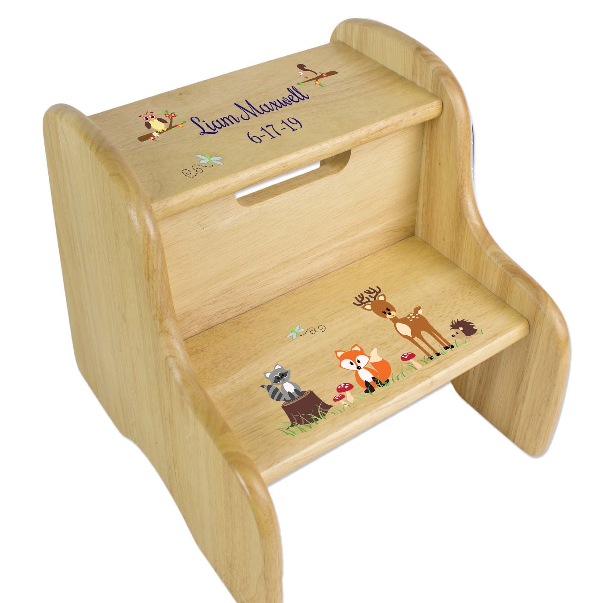 Woodland Animal Wood Two Step Stool - MyBambino.com