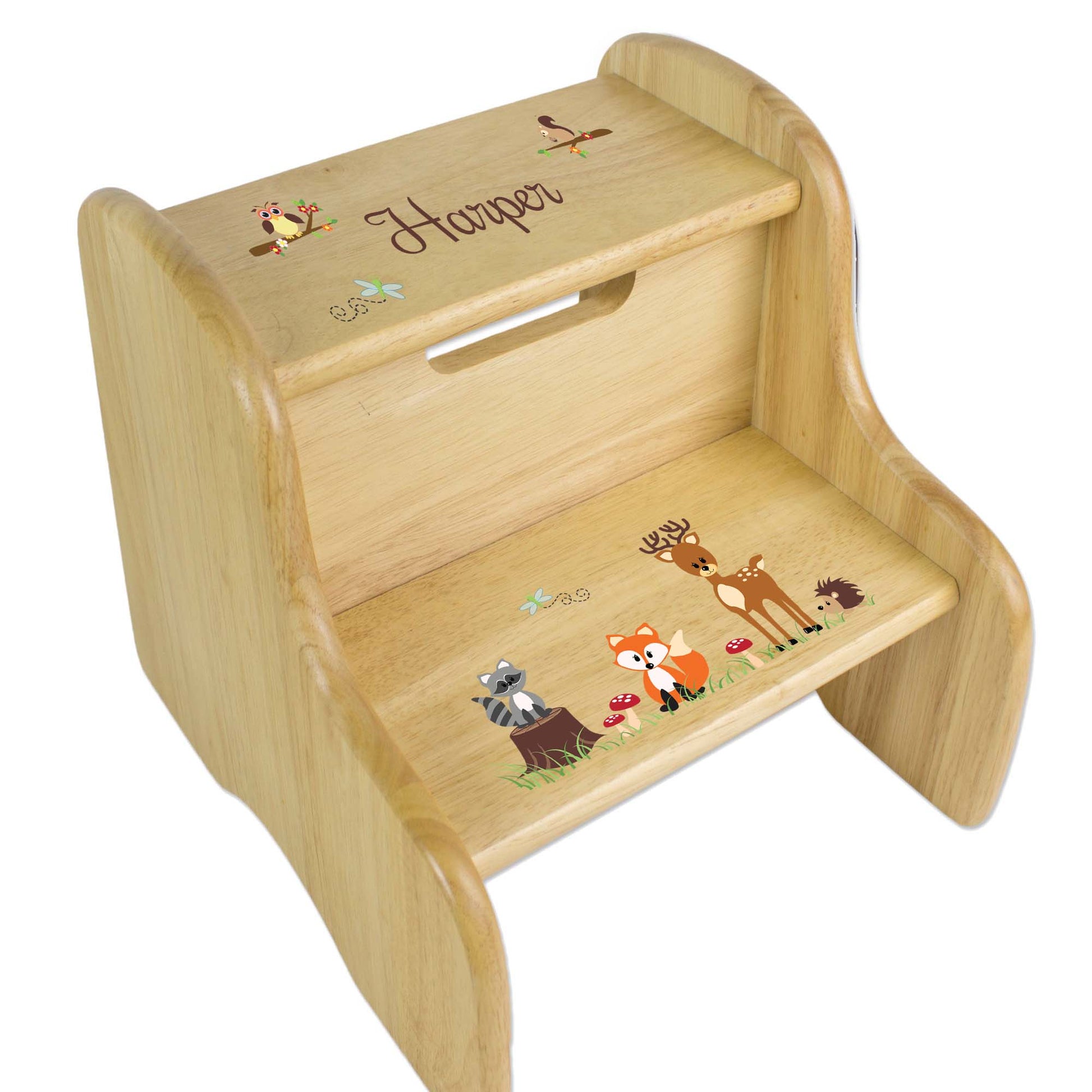 Woodland Animal Wood Two Step Stool - MyBambino.com
