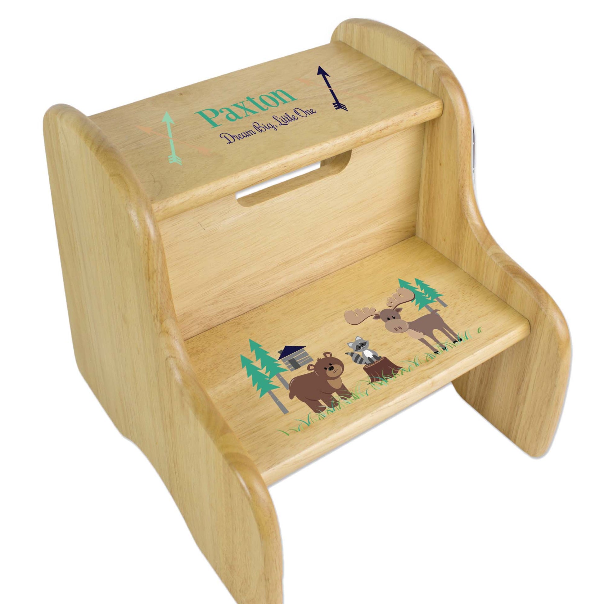 Gray Woodland wood Two Step Stool - MyBambino.com