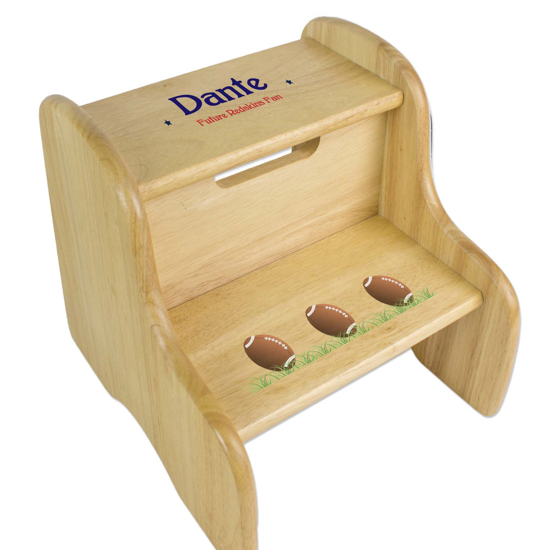 Personalized Footballs Natural Two Step Stool