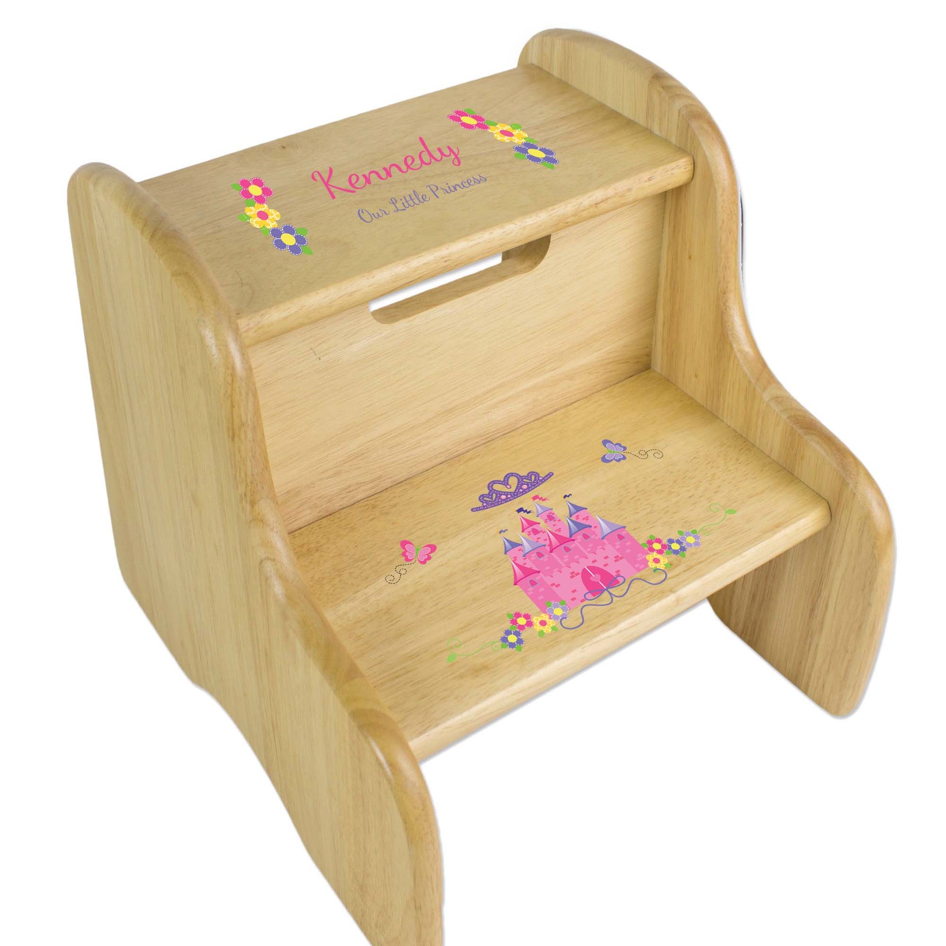 Princess Castle Natural Wood Two Step Stool - MyBambino.com