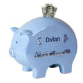 Personalized Transportation Blue Piggy Bank - MyBambino.com