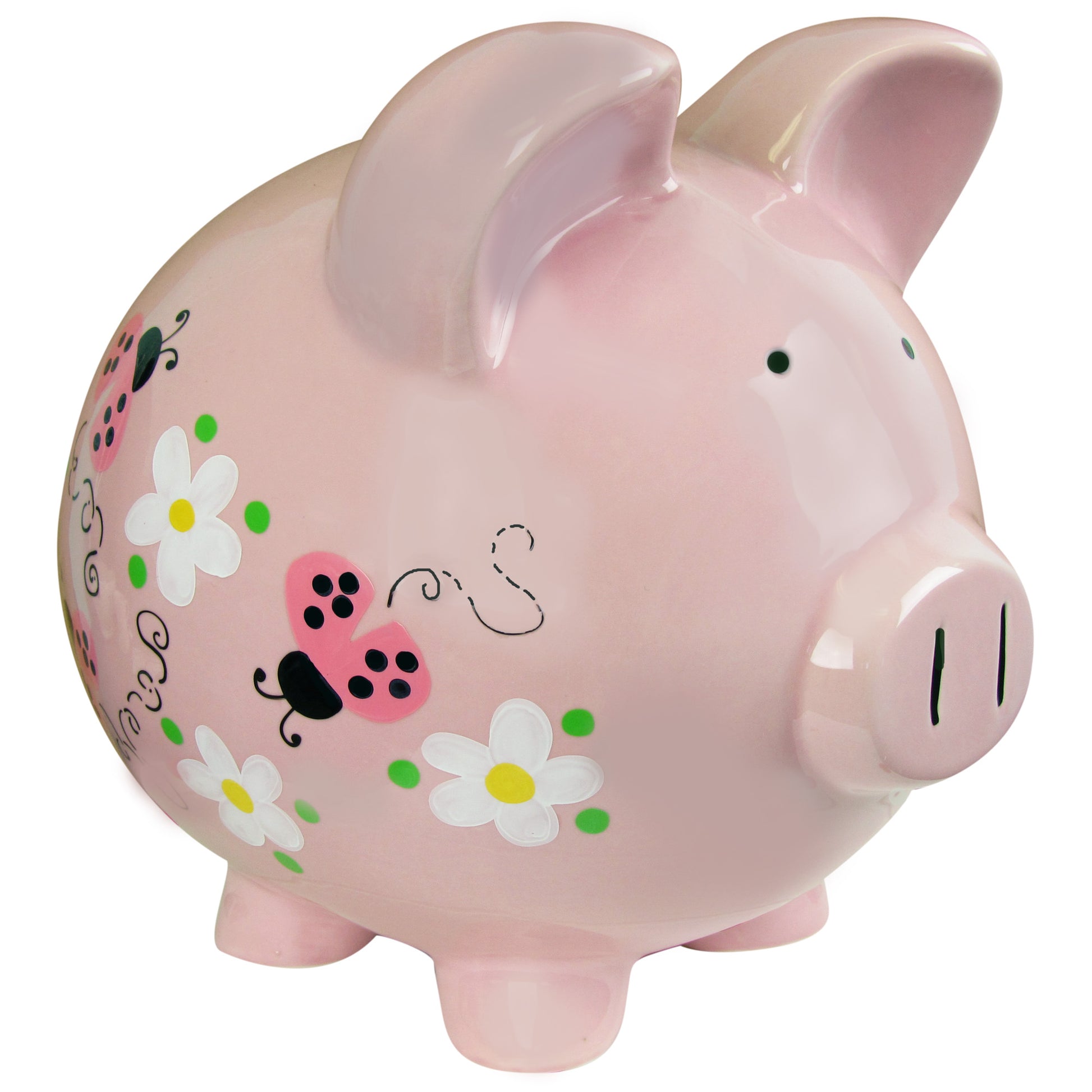 Outlet Hand Painted Pink Piggy Bank - MyBambino.com