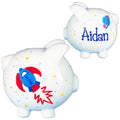 Hand Painted Rocket and Planets Piggy Bank - MyBambino.com