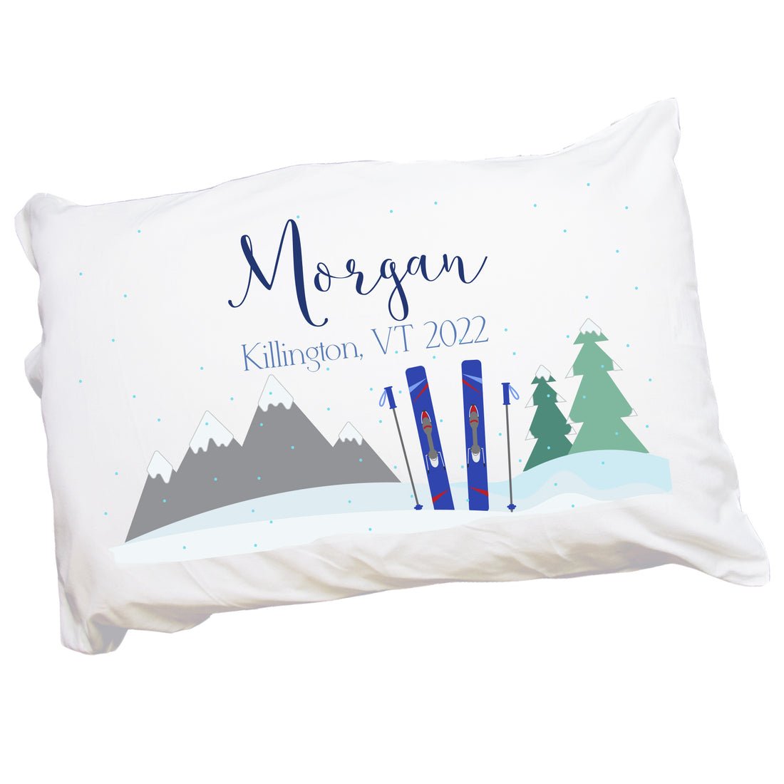 Personalized Mountain Ski Pillowcase - MyBambino.com