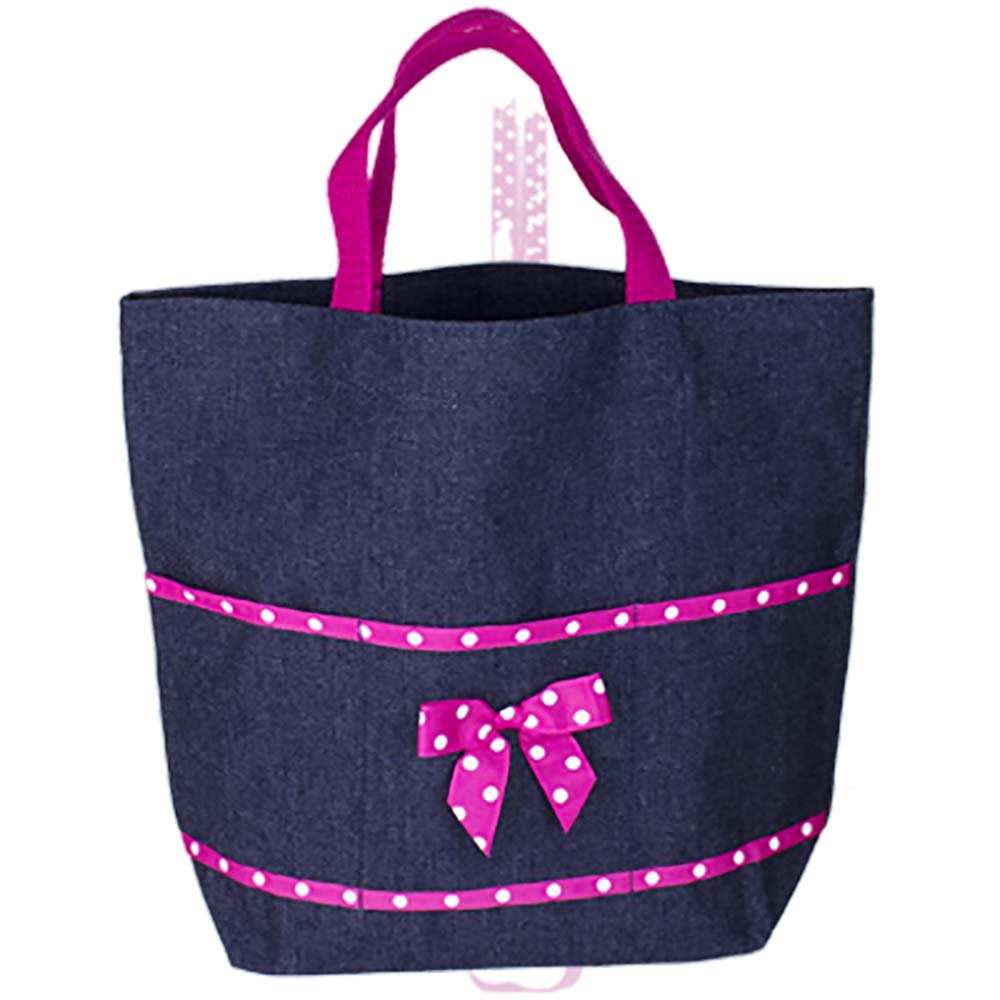 Embroidered Hot Pink Denim Tote - MyBambino.com