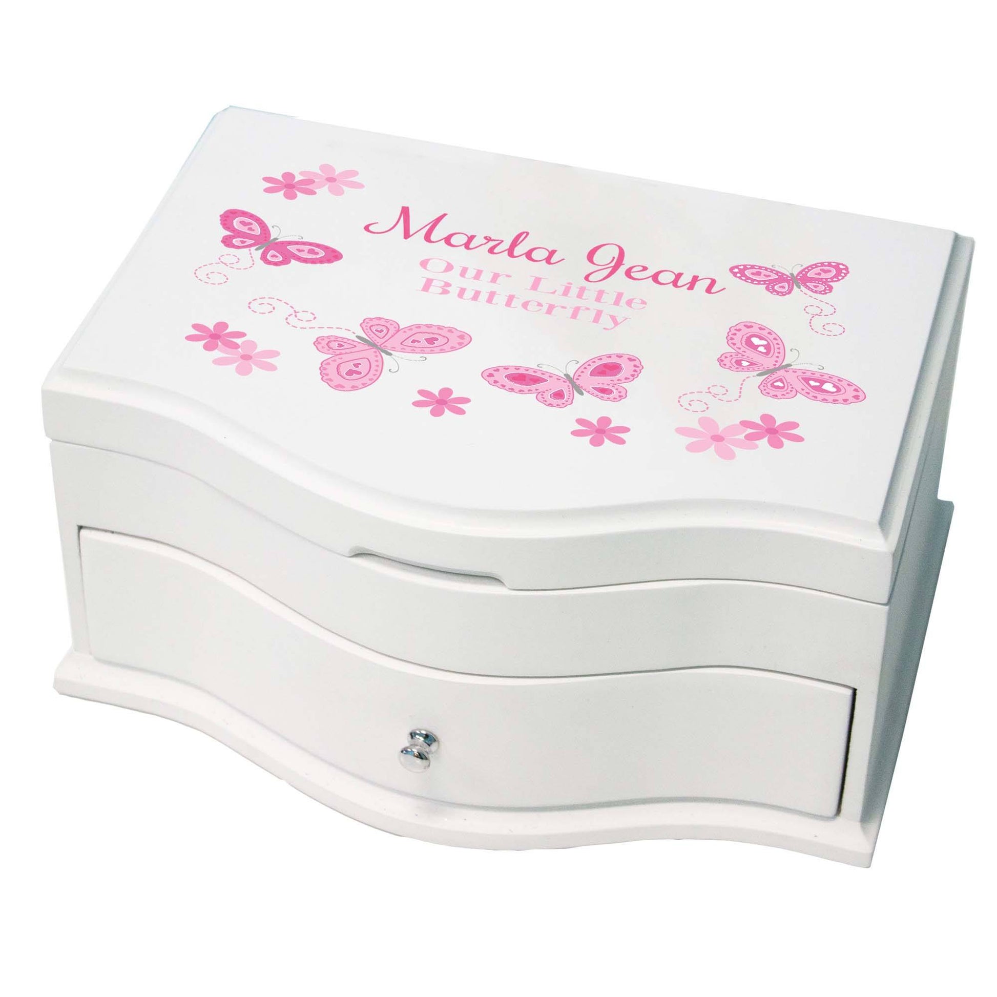 Girl's Princess Jewelry Box - Pink Butterflies - MyBambino.com