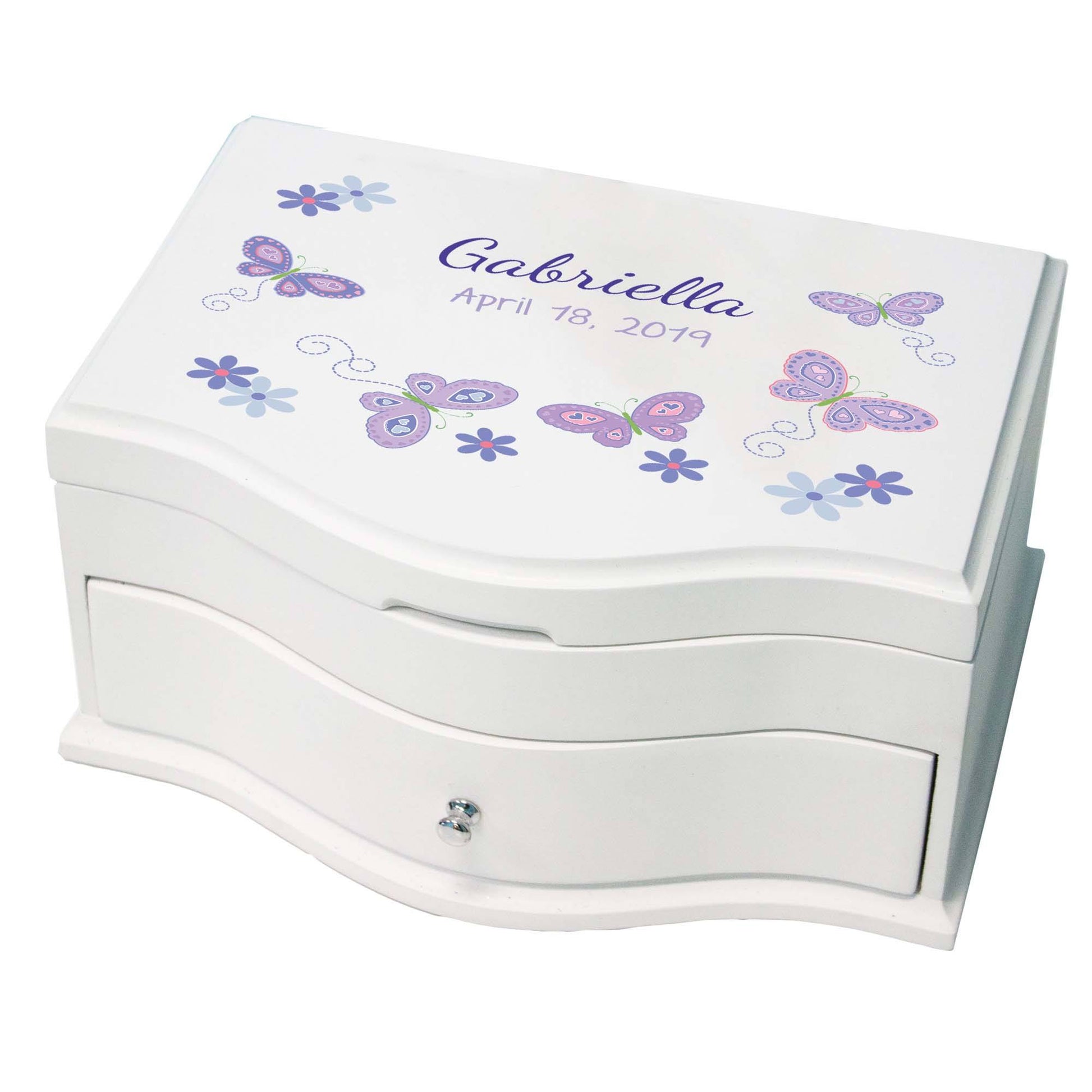 Girl's Princess Jewelry Box - Lavender Butterflies - MyBambino.com