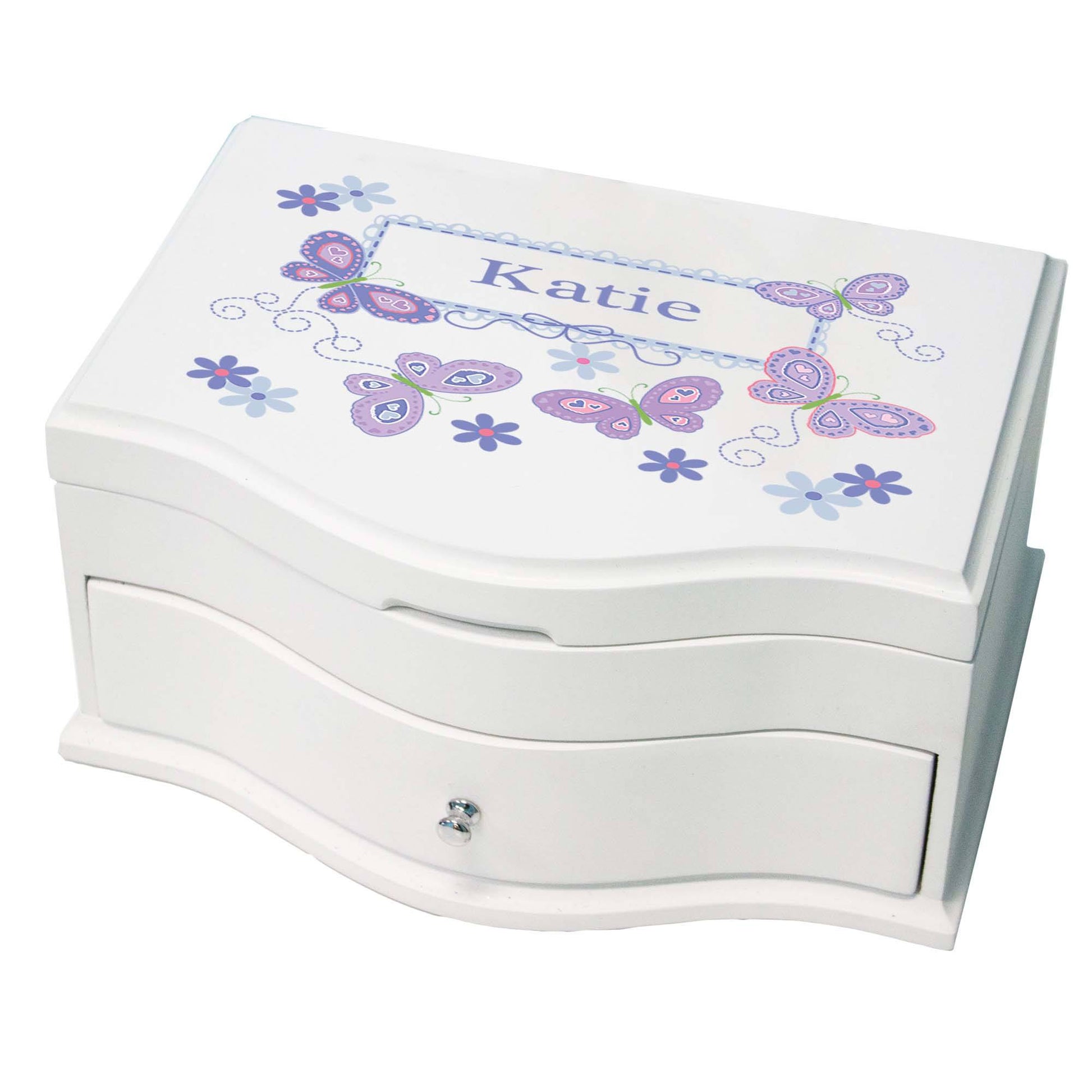 Girl's Princess Jewelry Box - Lavender Butterflies - MyBambino.com