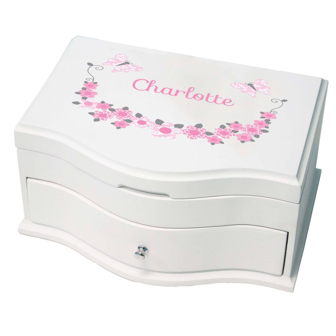 Princess Jewelry Box - Pink Gray Butterfly Garland - MyBambino.com