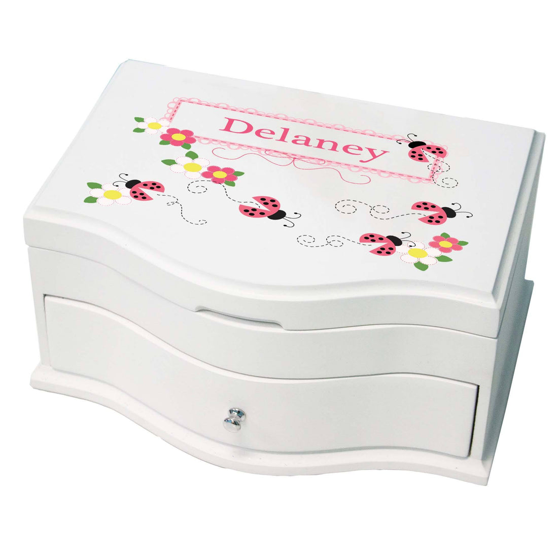 Girl's Princess Jewelry Box - Pink Ladybugs - MyBambino.com