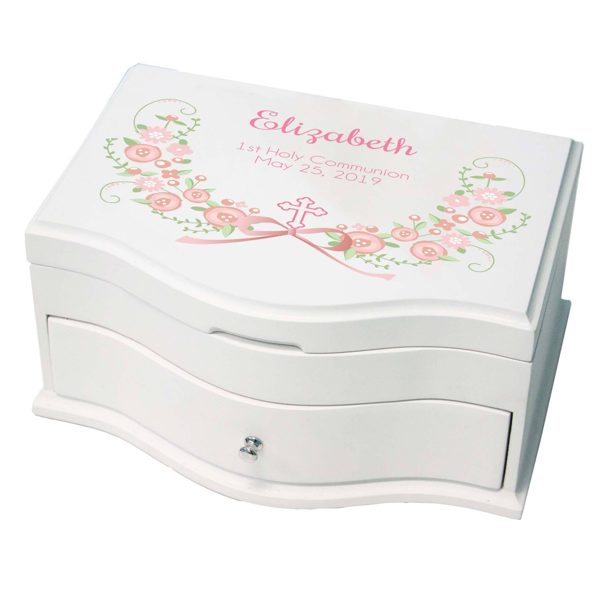 Blush Floral Cross Princess Jewelry Box - MyBambino.com