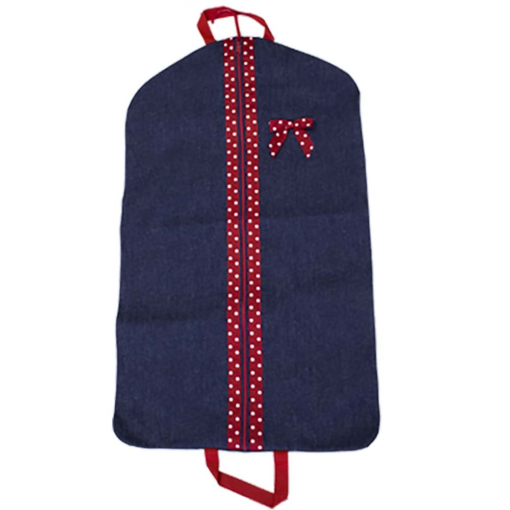 Embroidered Red Denim Garment Bag - MyBambino.com