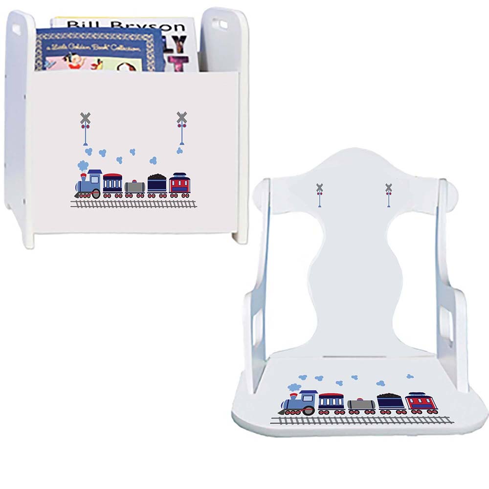 Personalized Train Book Caddy And Puzzle Rocker baby gift set