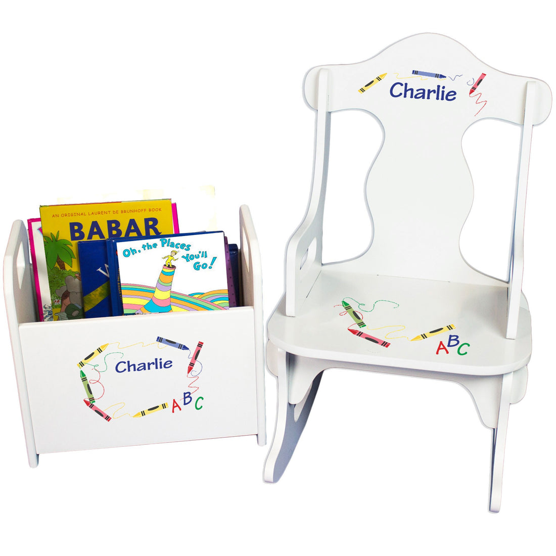 Personalized Crayon Book Caddy And Puzzle Rocker baby gift set