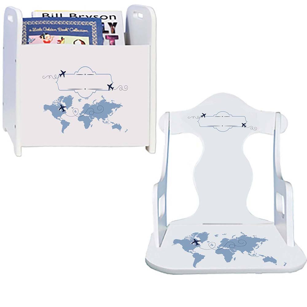Blue World Map Rock N Read Gift Set - MyBambino.com