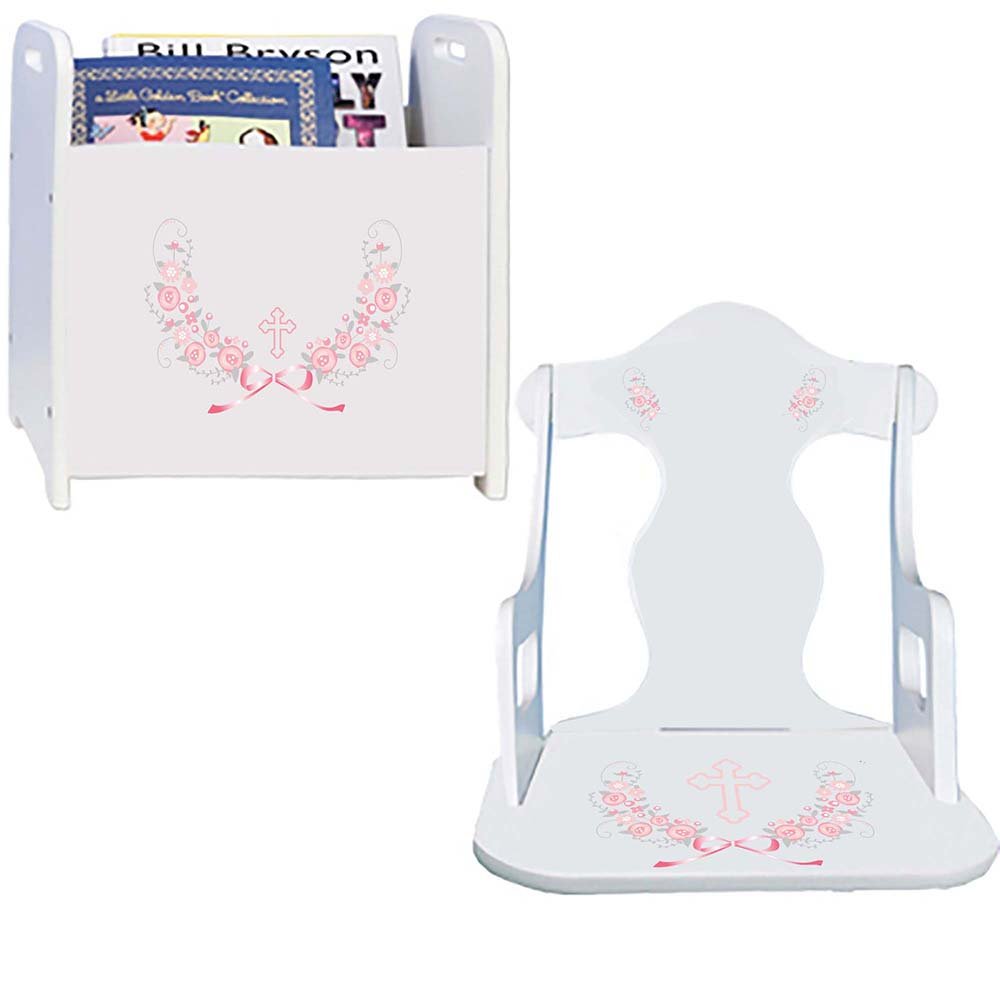 Pink Gray Floral Cross Rock N Read - MyBambino.com