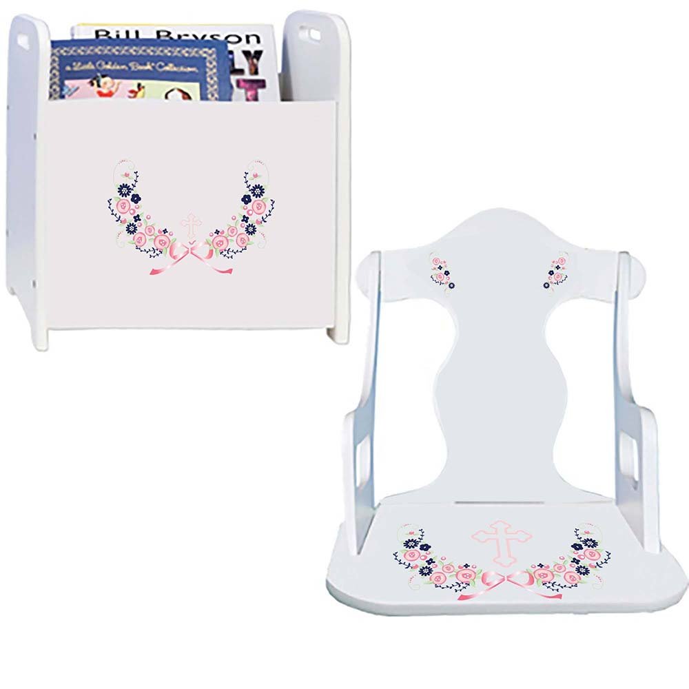 Navy Pink Floral Cross Rock N Read - MyBambino.com