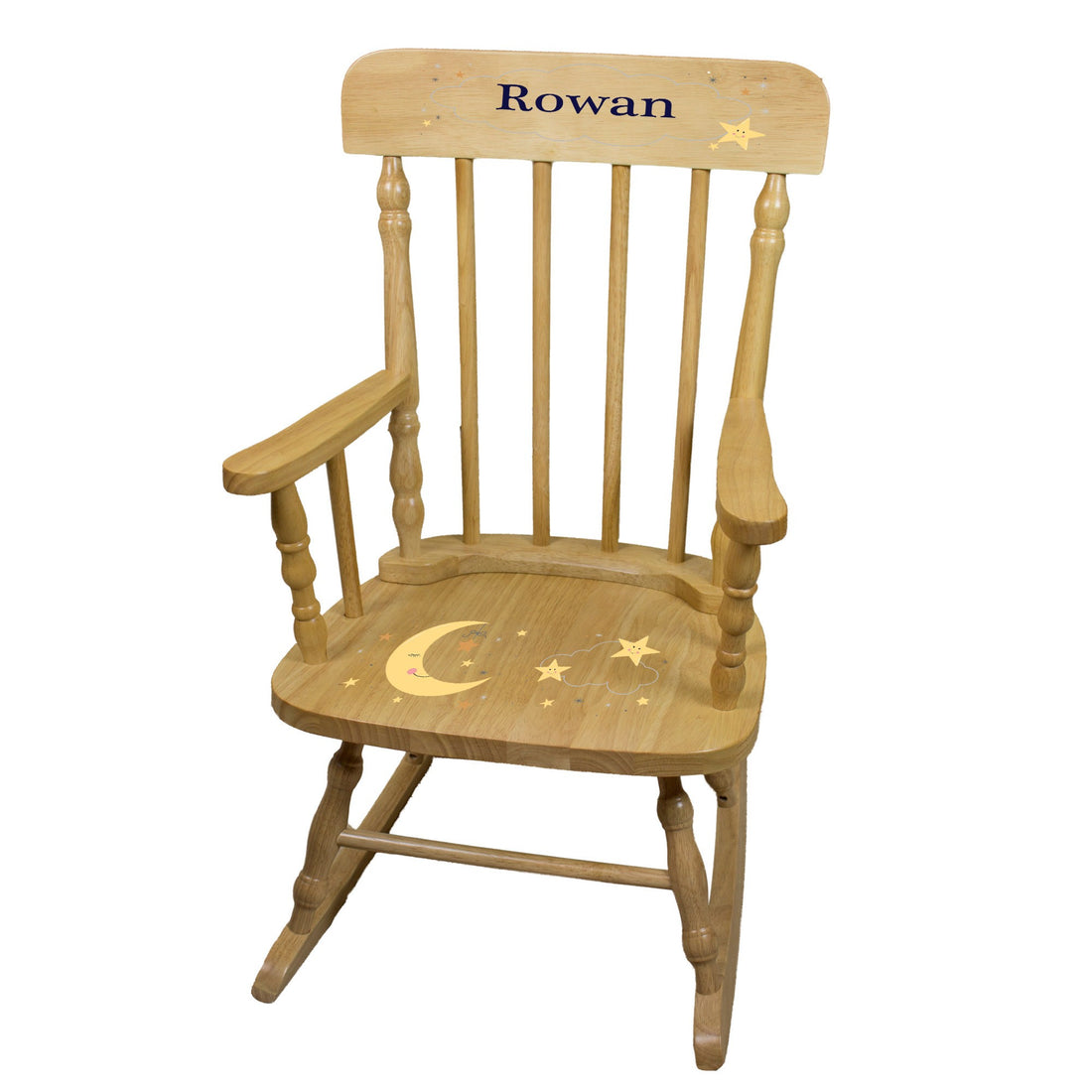 Personalized Celestial Moon Natural Spindle rocking chair