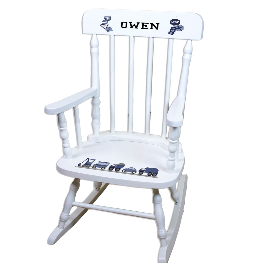 Transportation White Spindle Rocking Chair - MyBambino.com