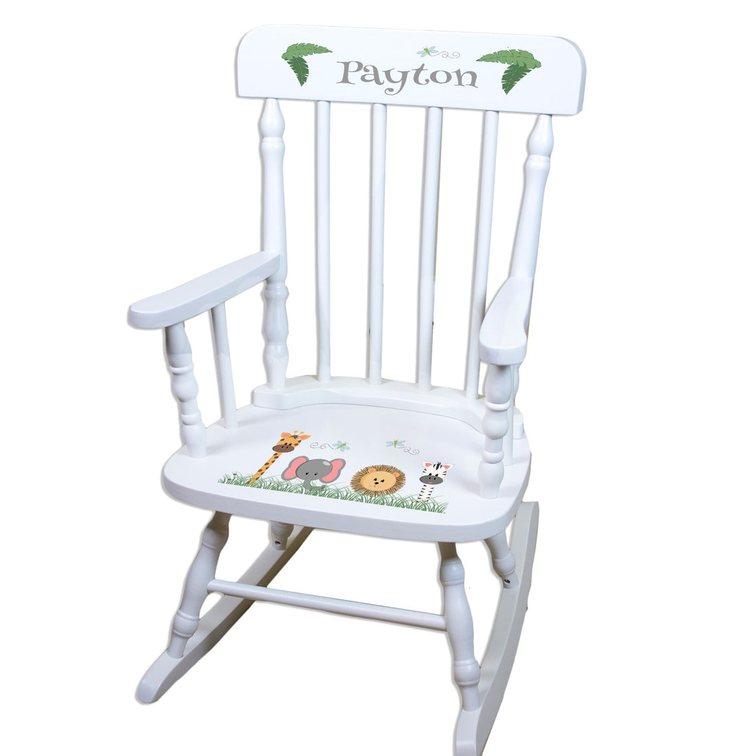 Safari Animals White Spindle Rocking Chair - MyBambino.com