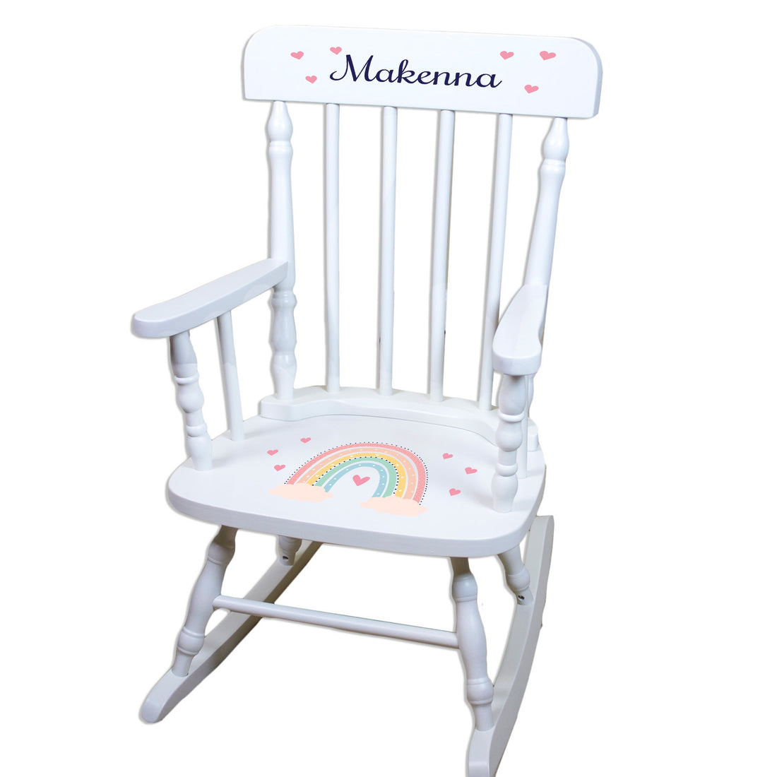 Boho Rainbow White Spindle Rocking Chair - MyBambino.com